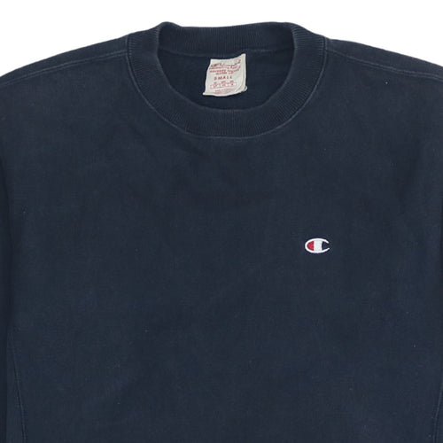 Champion Men's Blue Small Reverse Weave Crew Neck Sweatshirt