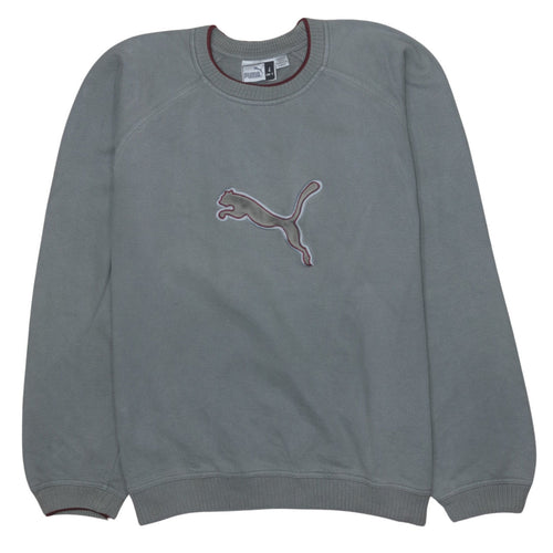 Puma Men's Grey Crew Neck Logo Sweatshirt Size L