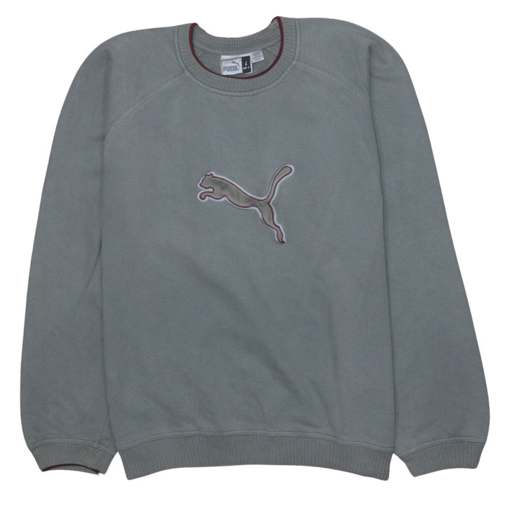 Puma Men's Grey Crew Neck Logo Sweatshirt Size L