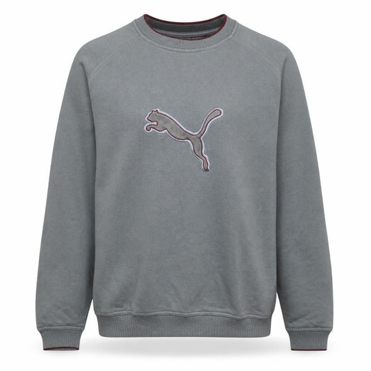 Front view of Puma Men's Grey Crew Neck Logo Sweatshirt, size L