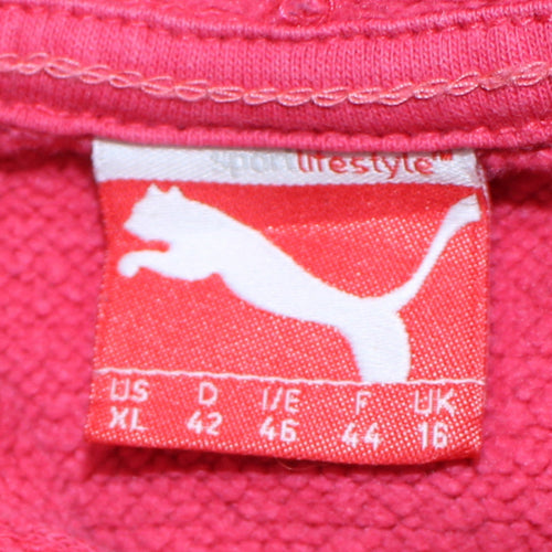 Puma Womens Pink Pullover Hoodie XL UK 16 Logo Graphic Sporty Sweatshirt