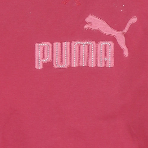 Puma Womens Pink Pullover Hoodie XL UK 16 Logo Graphic Sporty Sweatshirt