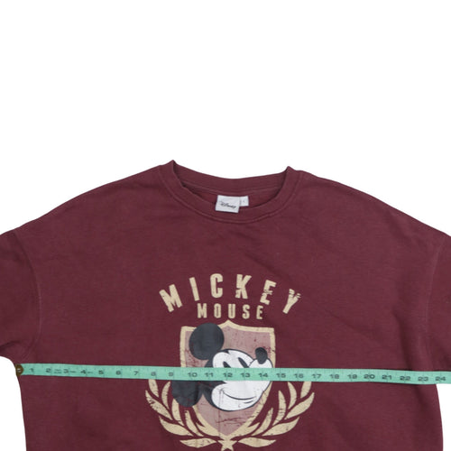 Disney Womens Burgundy Mickey Mouse Sweatshirt L Pullover Cotton Blend