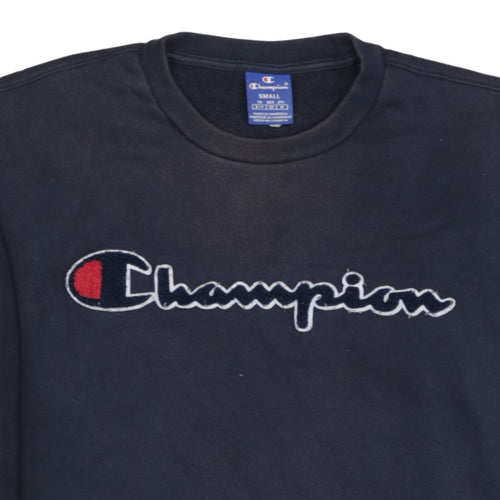 Champion Men's Blue Small Pullover Sweatshirt Crew Neck Embroidered Logo