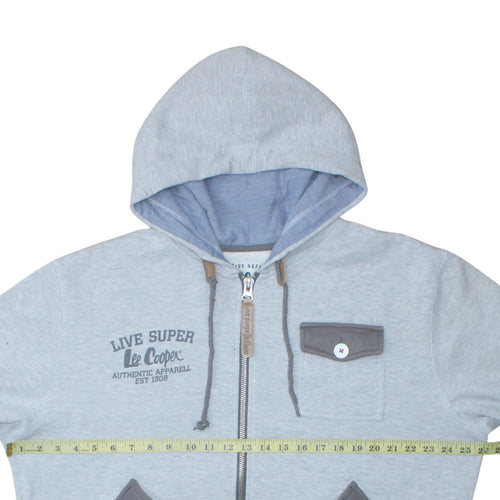 Lee Cooper Men’s Grey Full Zip Hoodie L Vintage Style Sweatshirt