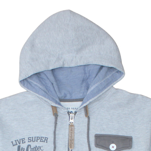 Lee Cooper Men’s Grey Full Zip Hoodie L Vintage Style Sweatshirt