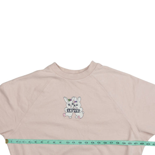 Levi's Women Pink Bunny Graphic Pullover Sweatshirt Size M
