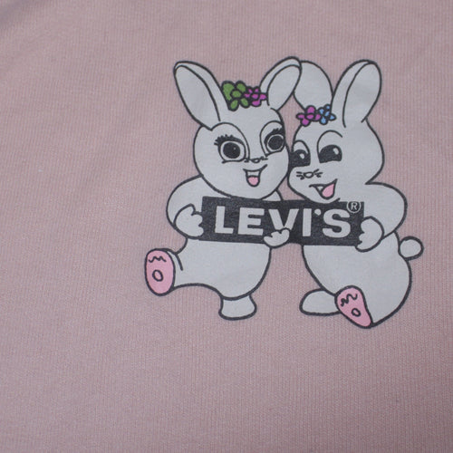 Levi's Women Pink Bunny Graphic Pullover Sweatshirt Size M