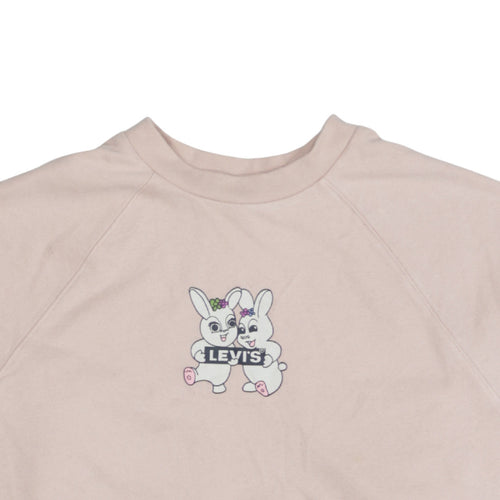 Levi's Women Pink Bunny Graphic Pullover Sweatshirt Size M