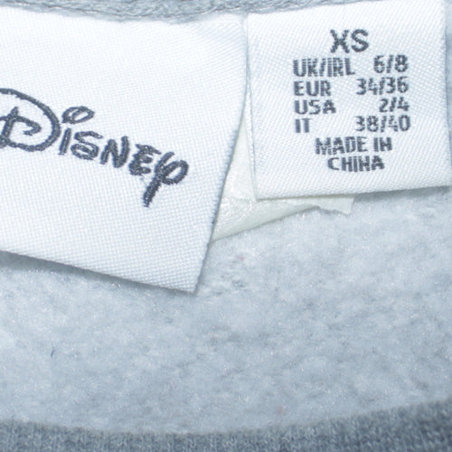 Disney Womens Grey XS Sweatshirt Mickey & Minnie Embroidered Pullover