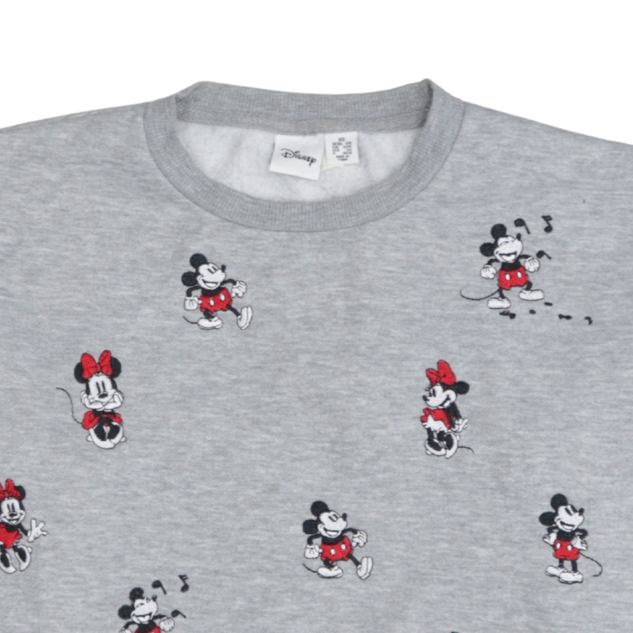 Disney Womens Grey XS Sweatshirt Mickey & Minnie Embroidered Pullover
