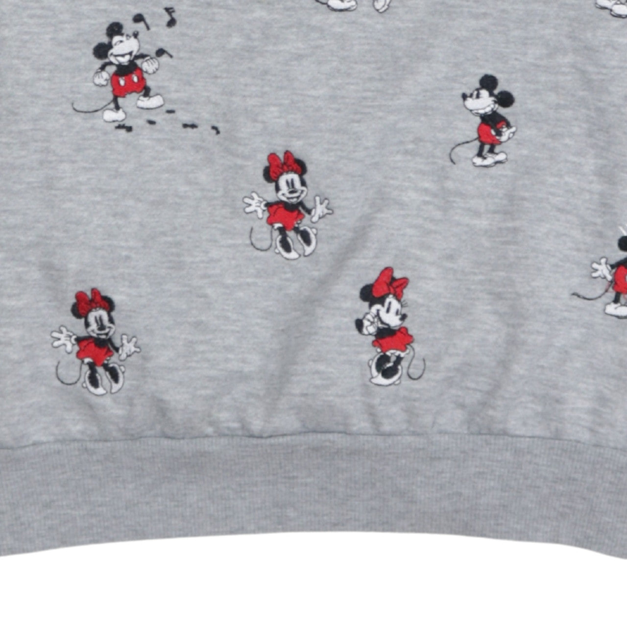 Disney Womens Grey XS Sweatshirt Mickey & Minnie Embroidered Pullover