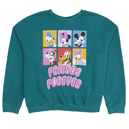 Disney C&A Womens Green Friends Forever Sweatshirt L Mickey Minnie