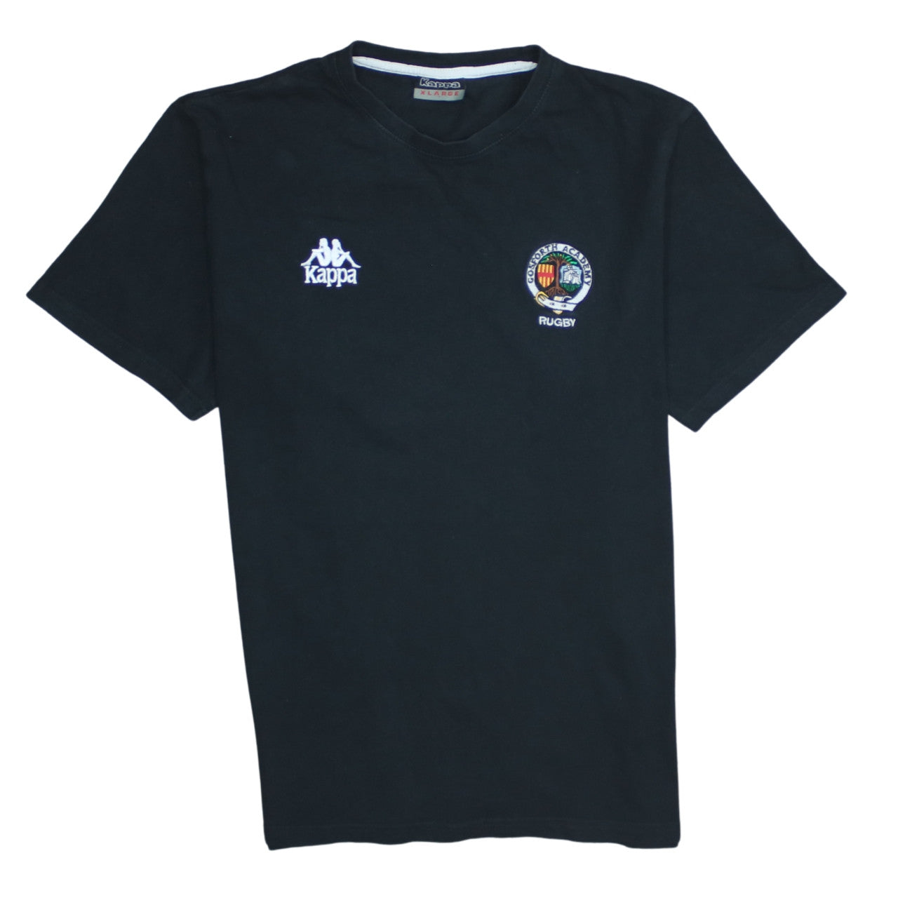 Kappa Men's Black XL Rugby Sports Embroidered Cotton T-Shirt