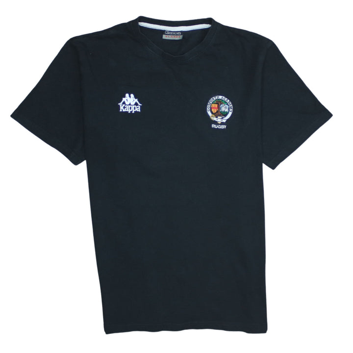 Kappa Men's Black XL Rugby Sports Embroidered Cotton T-Shirt