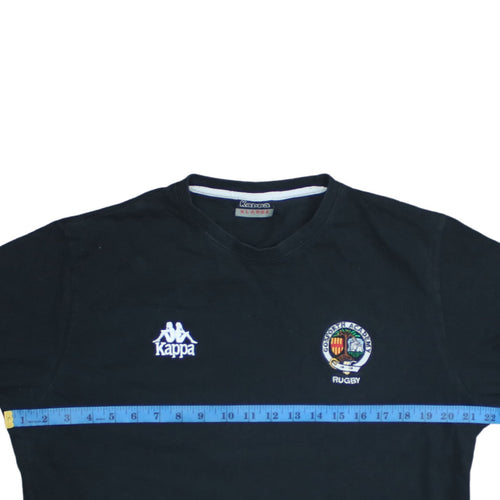 Kappa Men's Black XL Rugby Sports Embroidered Cotton T-Shirt