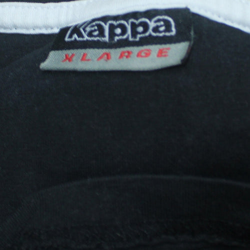 Kappa Men's Black XL Rugby Sports Embroidered Cotton T-Shirt