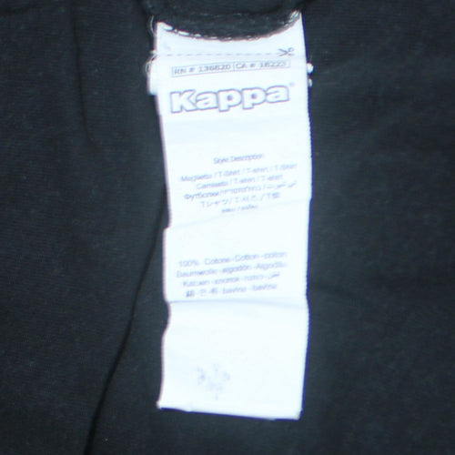 Kappa Men's Black XL Rugby Sports Embroidered Cotton T-Shirt