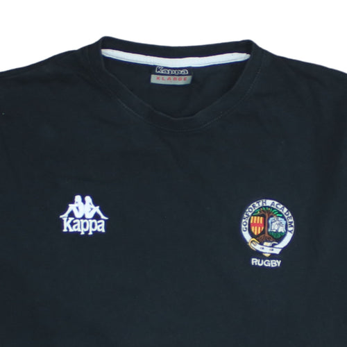 Kappa Men's Black XL Rugby Sports Embroidered Cotton T-Shirt