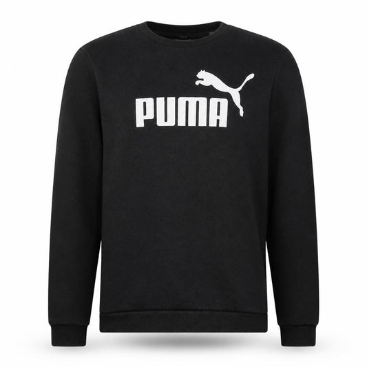 Front view of Puma Men's Black M Crew Neck Logo Pullover Sweatshirt