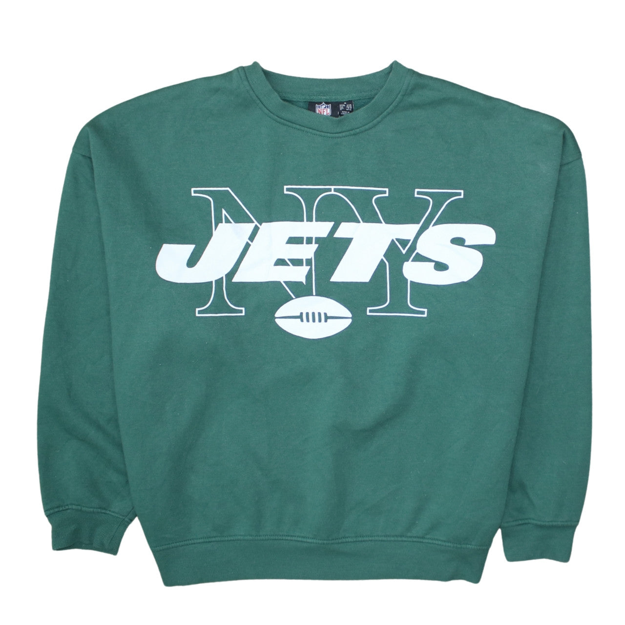 Primark NFL NY Jets Green Sweatshirt Women M 12-14 Crew Neck Pullover