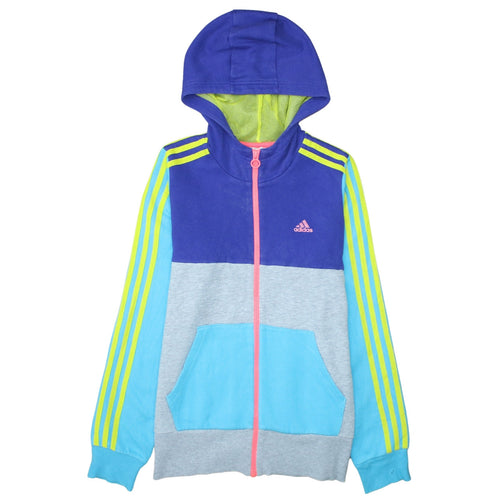 Adidas Boys Multicoloured Full Zip Hoodie 13-14 Years Colourblock Hooded Top
