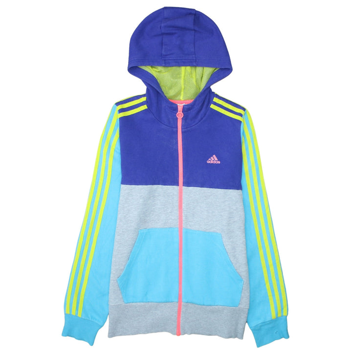 Adidas Boys Multicoloured Full Zip Hoodie 13-14 Years Colourblock Hooded Top