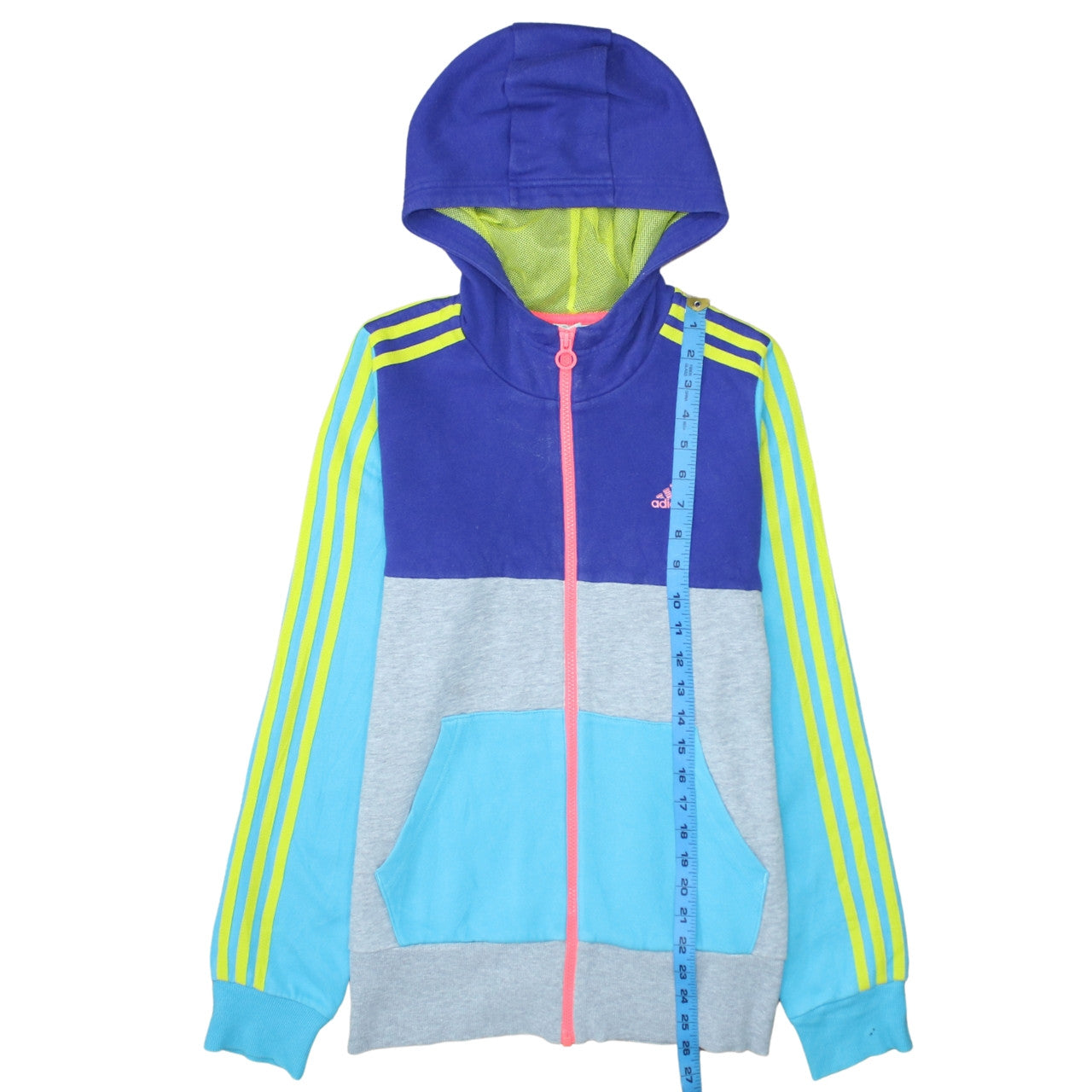 Adidas Boys Multicoloured Full Zip Hoodie 13-14 Years Colourblock Hooded Top