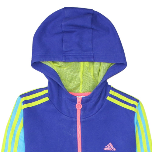 Adidas Boys Multicoloured Full Zip Hoodie 13-14 Years Colourblock Hooded Top