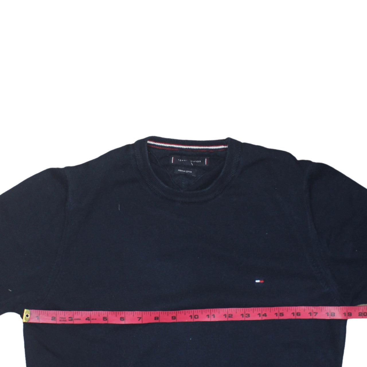 Tommy Hilfiger Men's Blue Cotton Crew Neck Jumper Size M