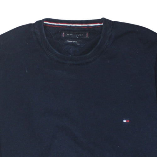Tommy Hilfiger Men's Blue Cotton Crew Neck Jumper Size M