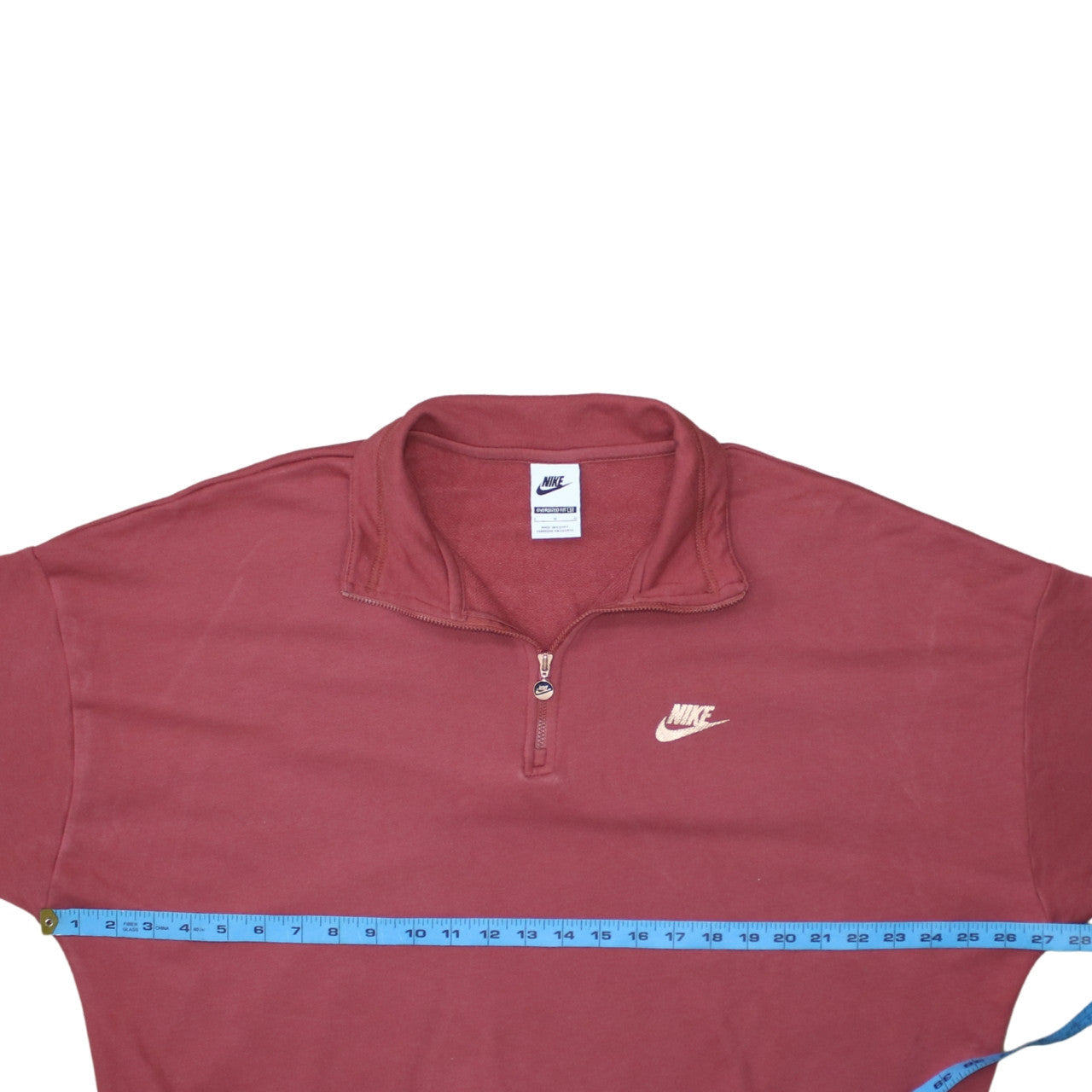 Nike Women Oversized Pink 1/4 Zip Sweatshirt Small Logo Pullover