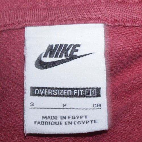 Nike Women Oversized Pink 1/4 Zip Sweatshirt Small Logo Pullover