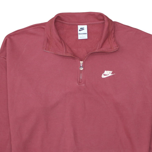 Nike Women Oversized Pink 1/4 Zip Sweatshirt Small Logo Pullover