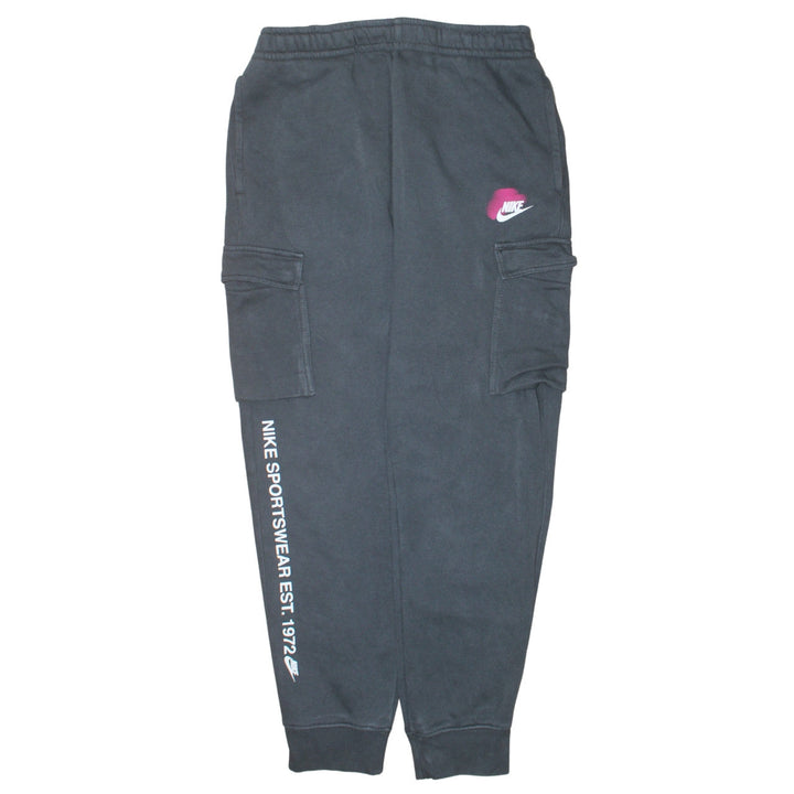 Nike Women's Black Jogger Cargo Sweatpants M Elastic Waist Fleece