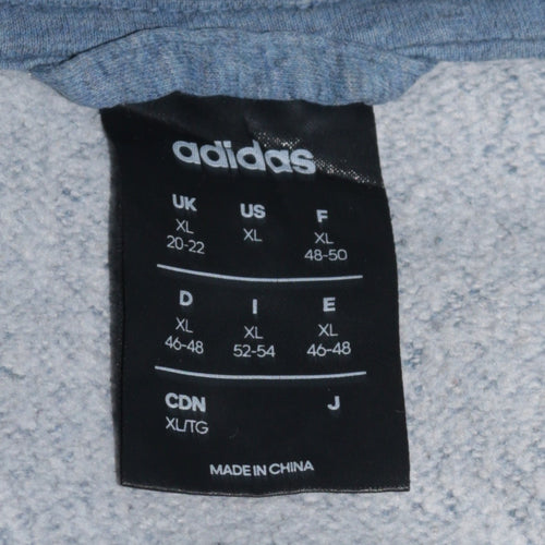 Adidas Women Blue Full Zip Hoodie XL Relaxed Fit Sportswear