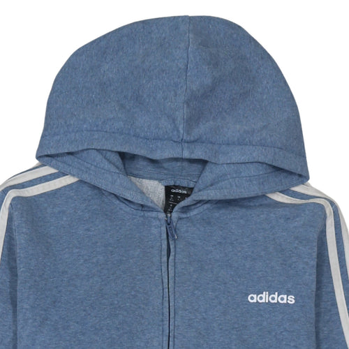 Adidas Women Blue Full Zip Hoodie XL Relaxed Fit Sportswear