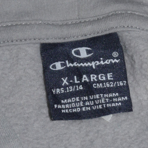 Champion Boys Grey Pullover Hoodie XL 13-14 Years Cotton Blend Logo Sweatshirt