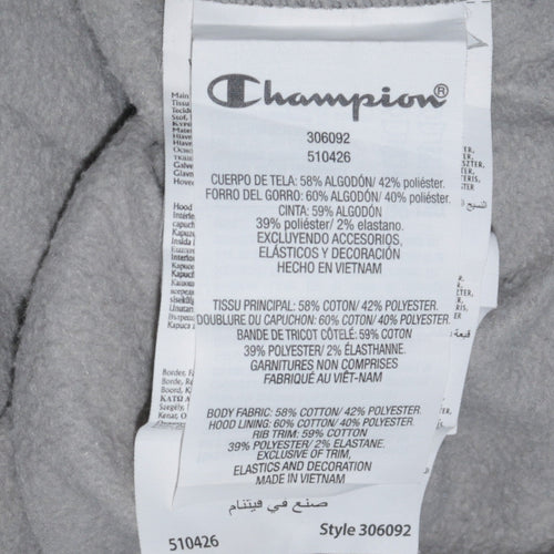 Champion Boys Grey Pullover Hoodie XL 13-14 Years Cotton Blend Logo Sweatshirt
