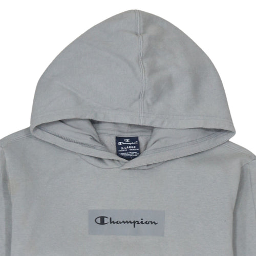 Champion Boys Grey Pullover Hoodie XL 13-14 Years Cotton Blend Logo Sweatshirt
