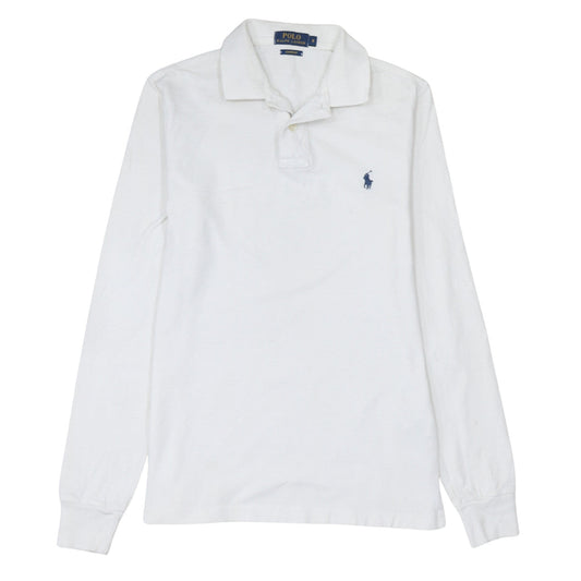 Ralph Lauren Men's White Long Sleeve Custom Fit Polo Shirt Size S