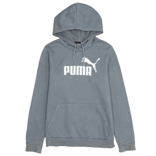 Puma Women's Grey Pullover Hoodie Size M Logo Cotton Sweatshirt