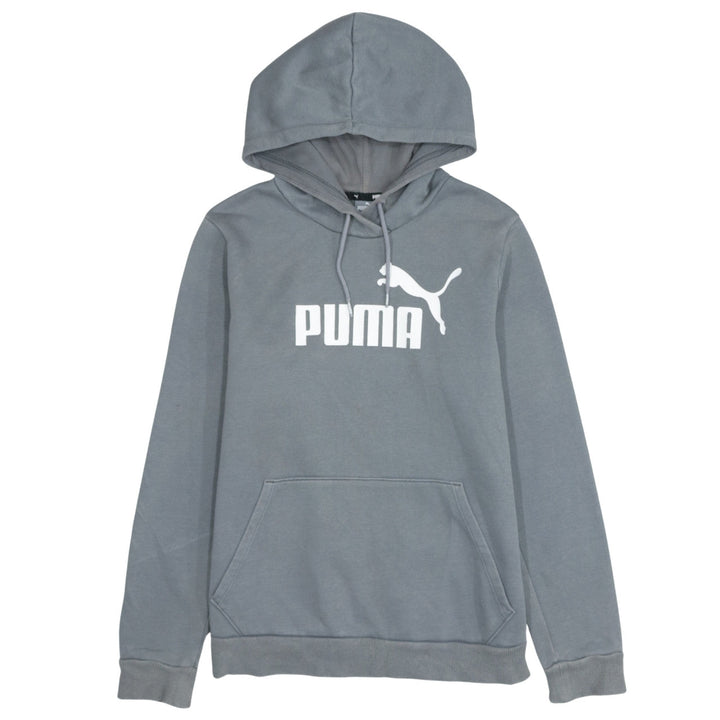 Puma Women's Grey Pullover Hoodie Size M Logo Cotton Sweatshirt