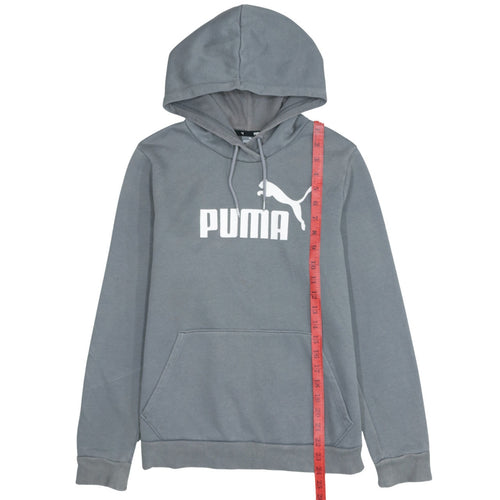 Puma Women's Grey Pullover Hoodie Size M Logo Cotton Sweatshirt