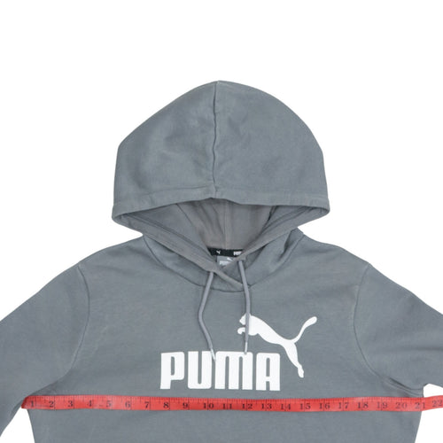Puma Women's Grey Pullover Hoodie Size M Logo Cotton Sweatshirt