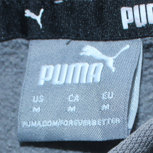 Puma Women's Grey Pullover Hoodie Size M Logo Cotton Sweatshirt