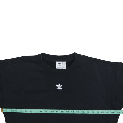 Adidas Womens Black Crew Neck Pullover Sweatshirt UK 12 Logo Print