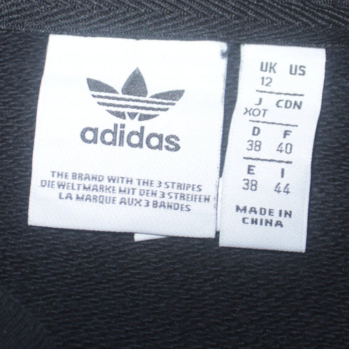 Adidas Womens Black Crew Neck Pullover Sweatshirt UK 12 Logo Print