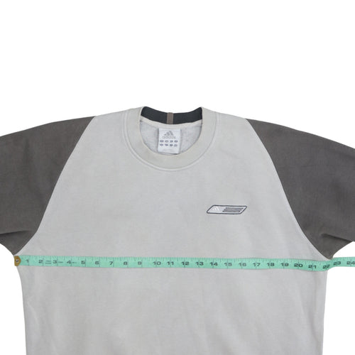 Adidas Men’s Grey Small Crew Neck Pullover Sweatshirt