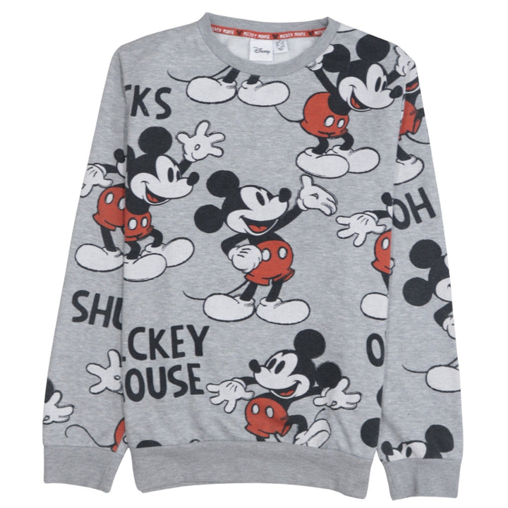 Disney Women XS Grey Mickey Mouse Pullover Sweatshirt